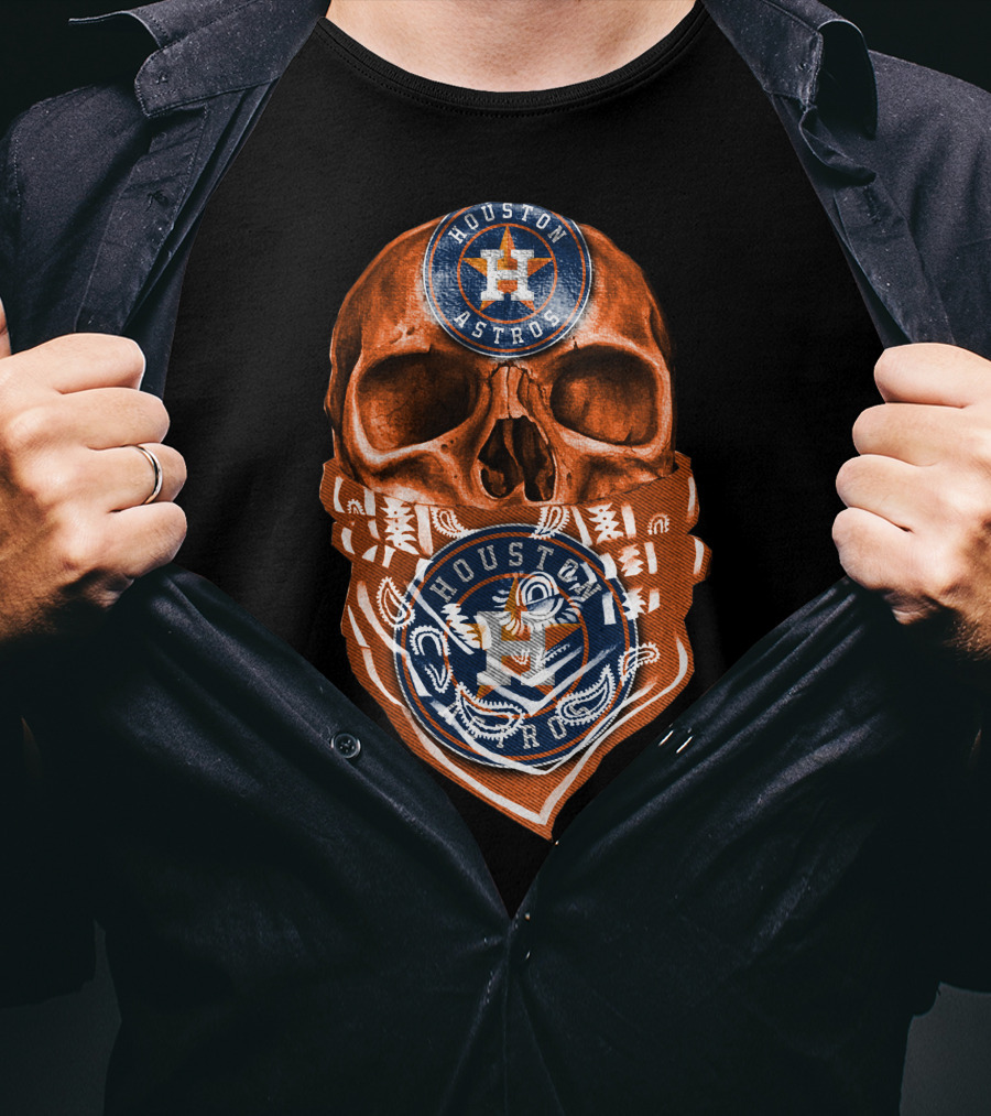 Houston Astros Skull Bandana Emblem T-Shirt