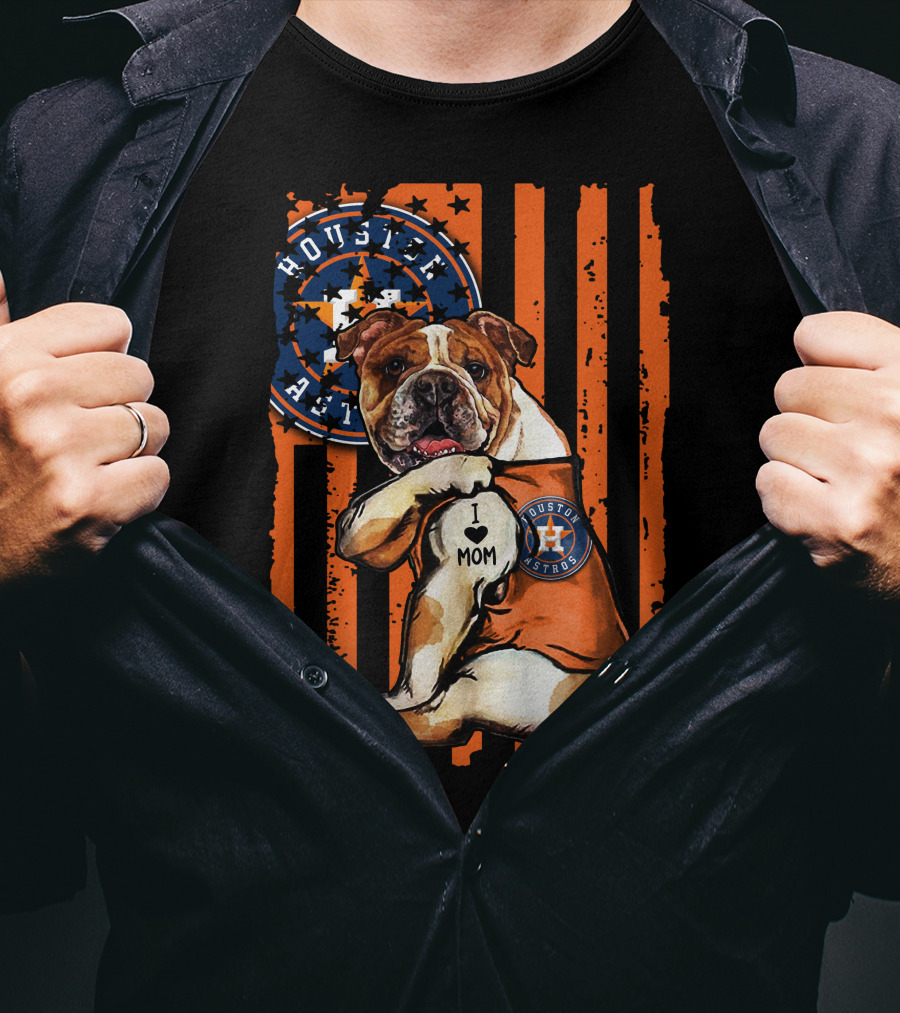 Bulldog Houston Astros I Love Mom T-Shirt