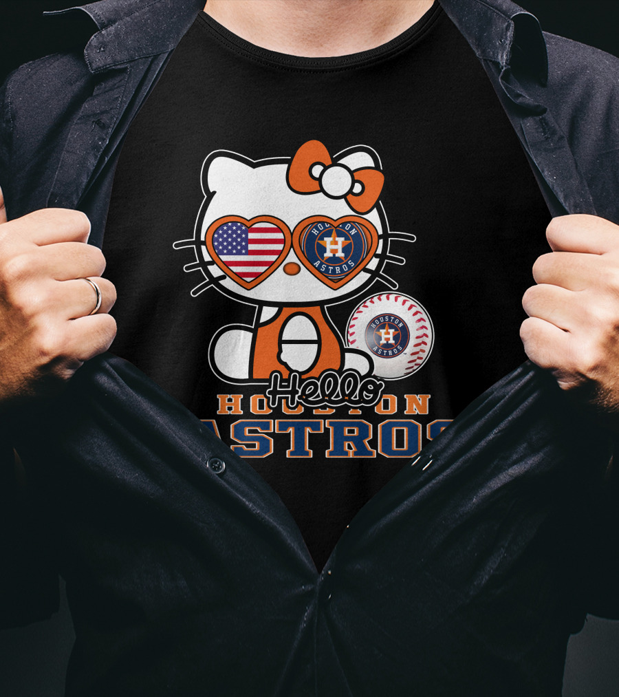 Hello Kitty Houston Astros Usa Baseball T-Shirt