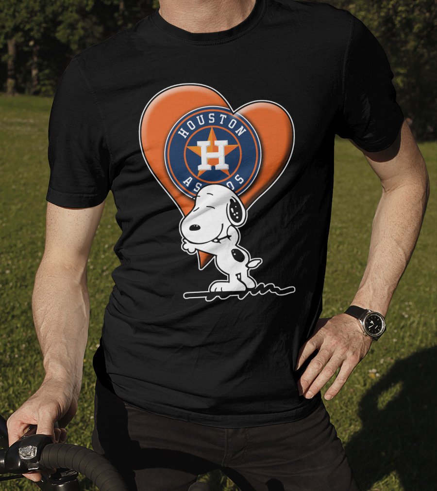 Snoopy Hugging Houston Astros Heart T-Shirt
