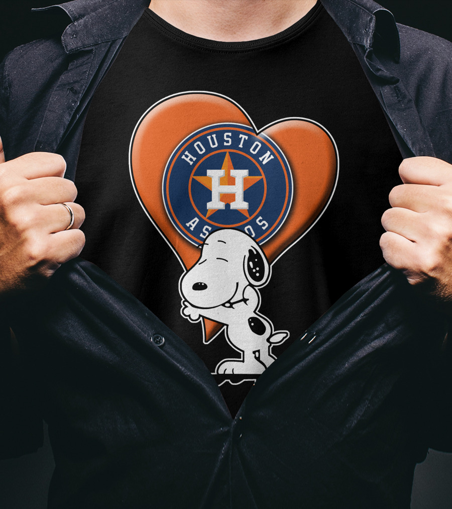 Snoopy Hugging Houston Astros Heart T-Shirt