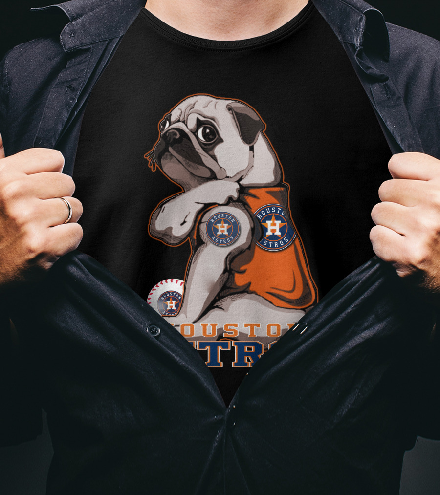 Houston Astros Pug Baseball Fan T-Shirt