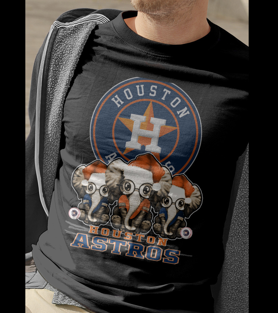 Houston Astros Christmas Elephants T-Shirt