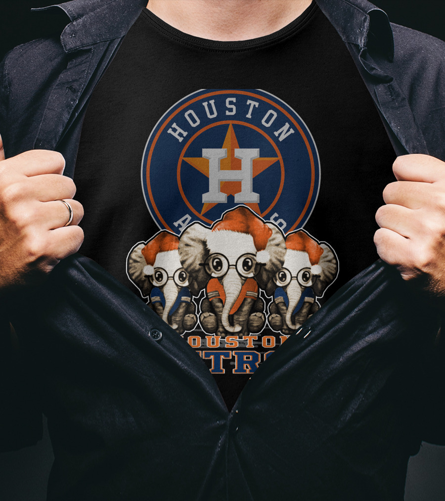 Houston Astros Christmas Elephants T-Shirt