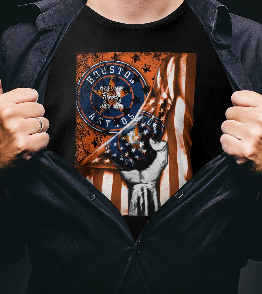 Houston Astros Vintage Flag Symbol With Bold Stars And Stripes T-Shirt