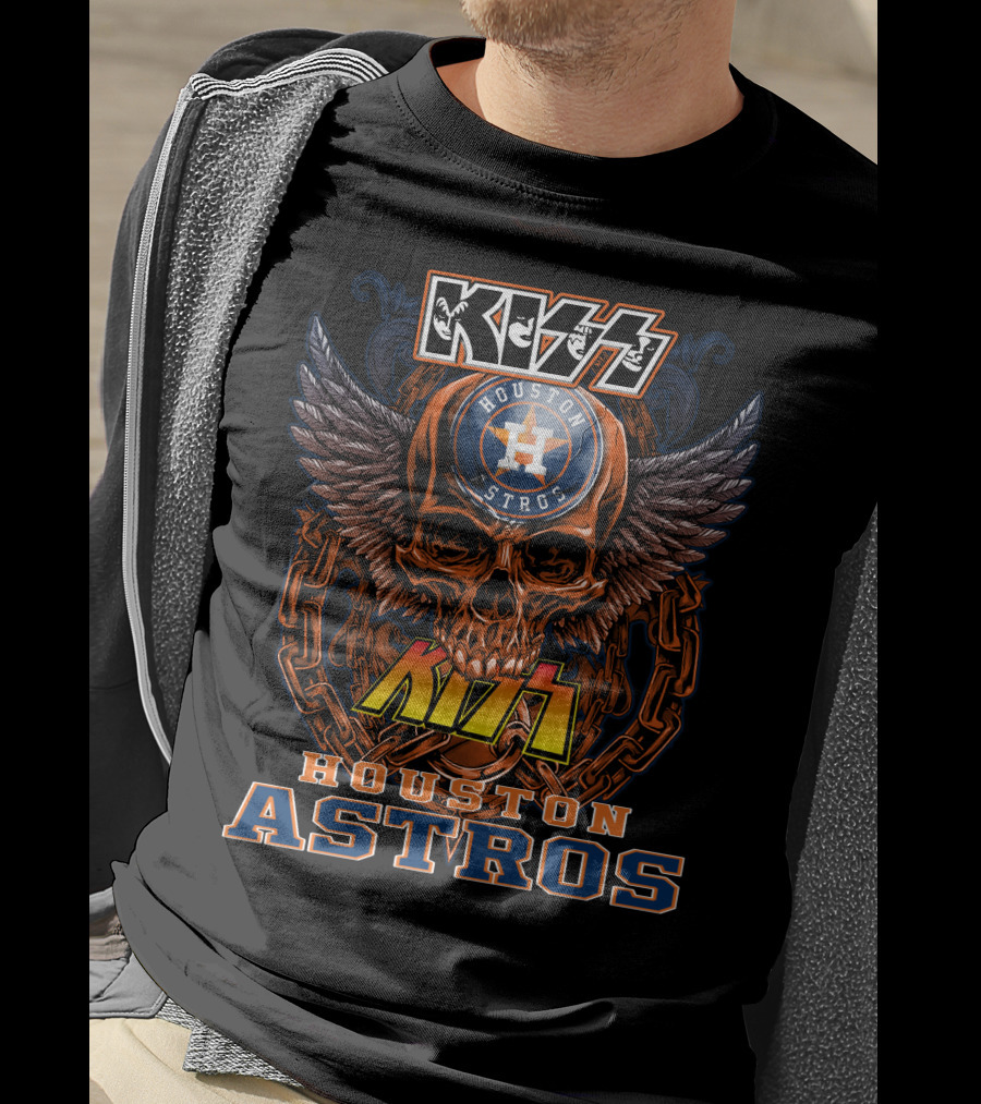 Kiss Houston Astros Skull Wings T-Shirt