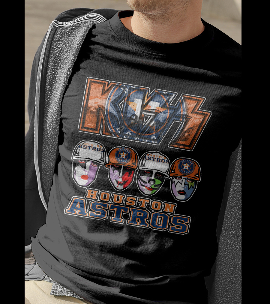 Kiss Houston Astros Rock Band Collaboration With Iconic Face Paint And Logos T-Shirt