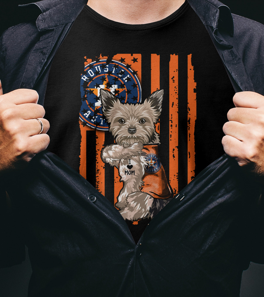 Houston Astros Yorkshire Terrier Fan 'I Love Mom' T-Shirt
