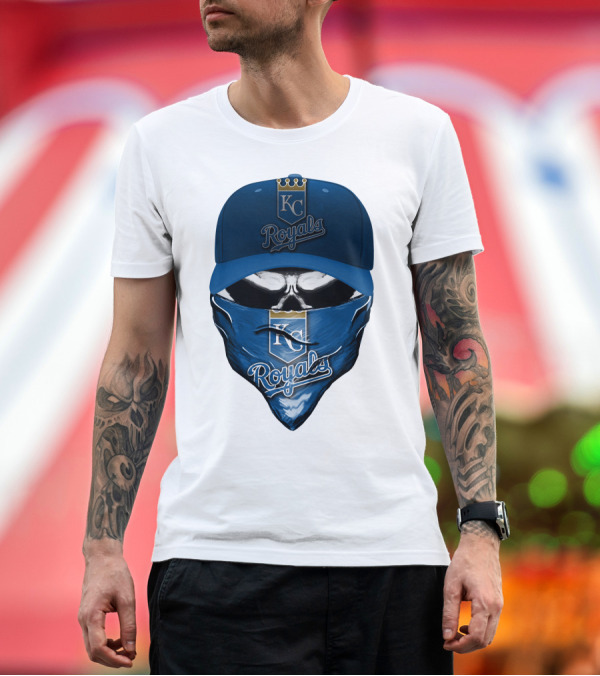 Premium T-Shirt: KC Royals Skull Mask Blue Cap T-Shirt KC Royals Skull Mask Blue Cap T-Shirt