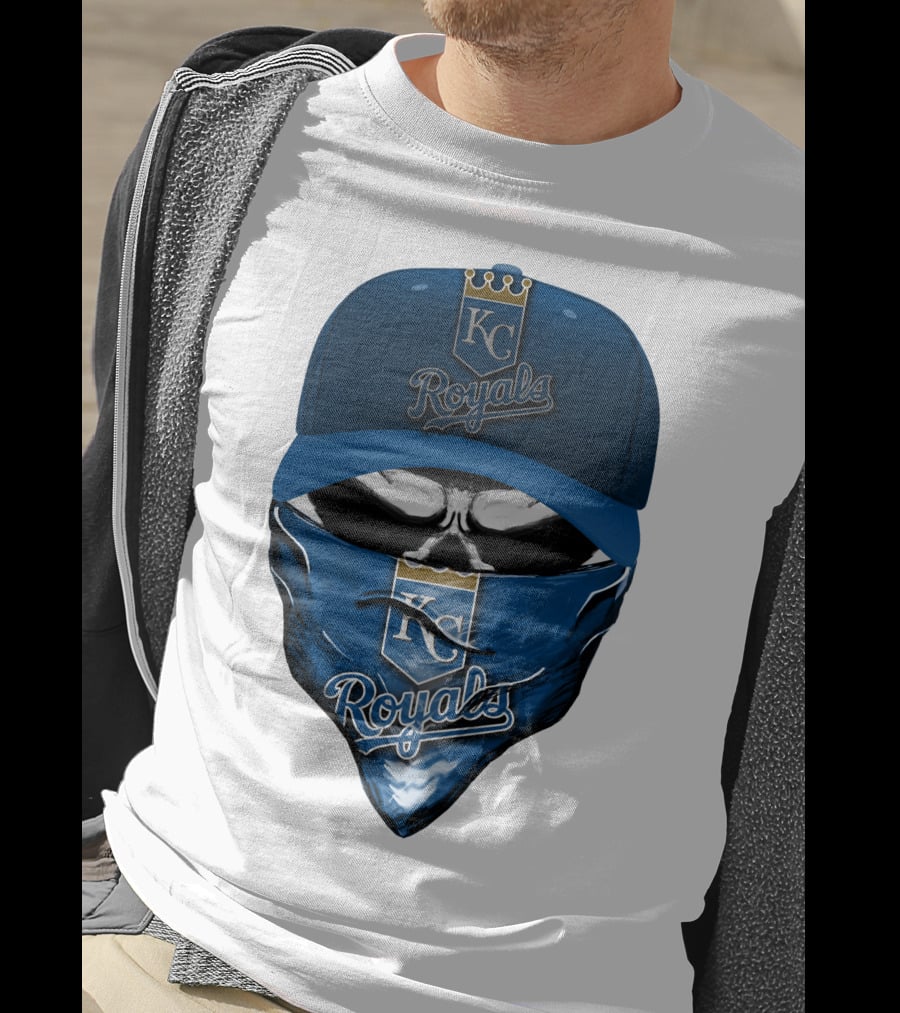 KC Royals Skull Mask Blue Cap T-Shirt
