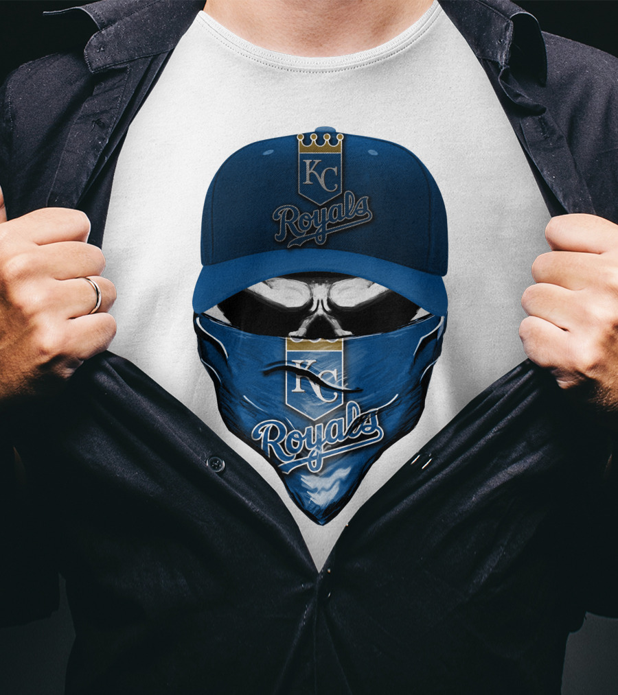 KC Royals Skull Mask Blue Cap T-Shirt