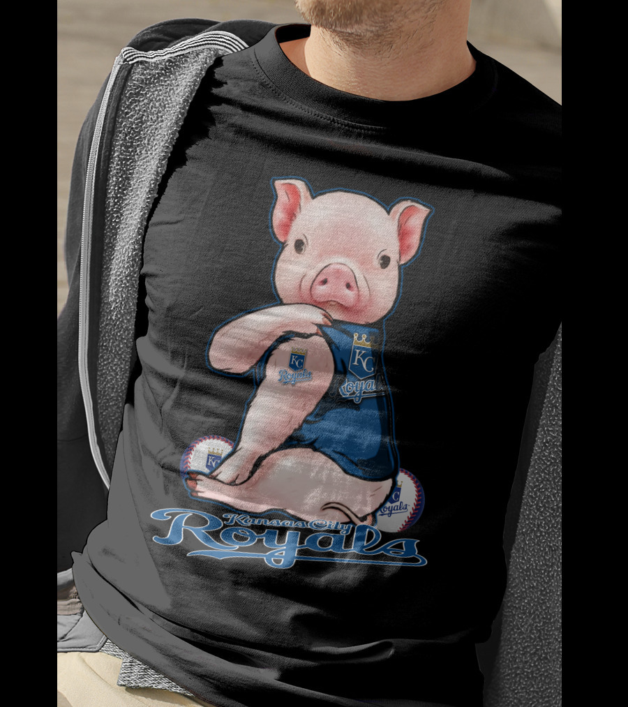 Kansas City Royals Pig With Baseball Accents T-Shirt