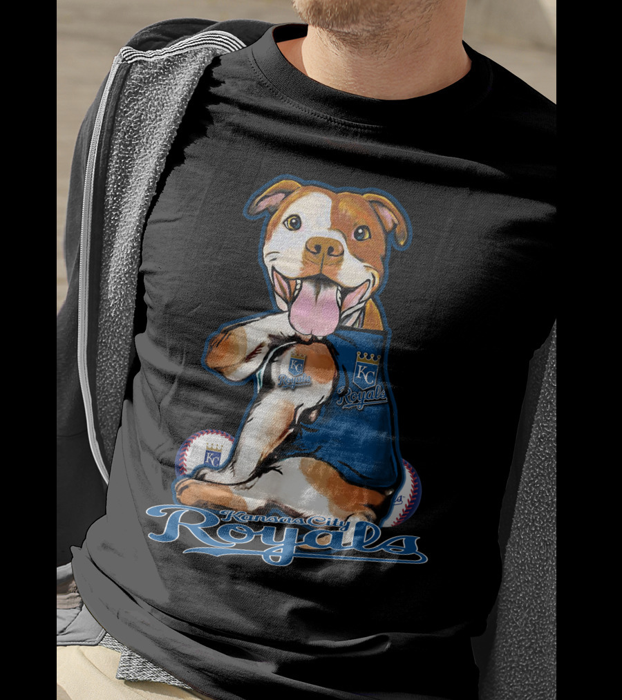 Kansas City Royals Pittbull Mascot Playful Baseball T-Shirt
