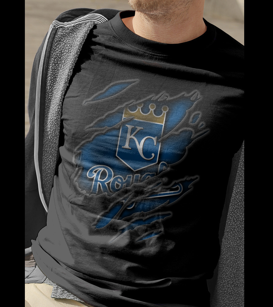 Torn KC Royals Blue Claw Marks T-Shirt
