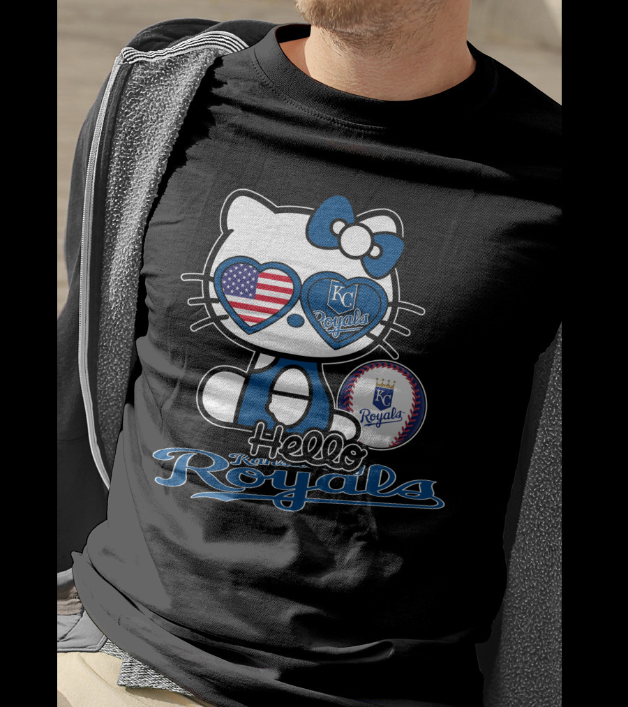 Hello Kitty Kansas City Royals USA Baseball T-Shirt