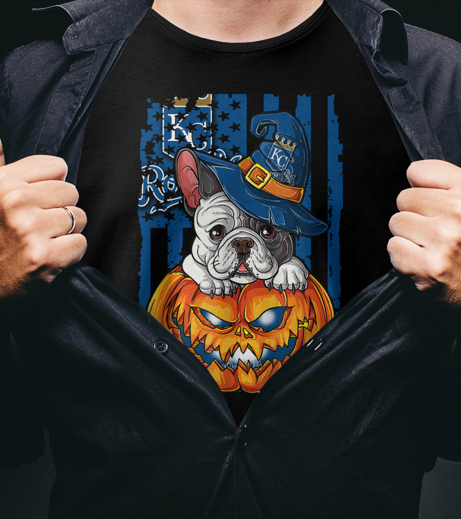 Hlw Bulldog KC Royals Halloween Pumpkin T-Shirt