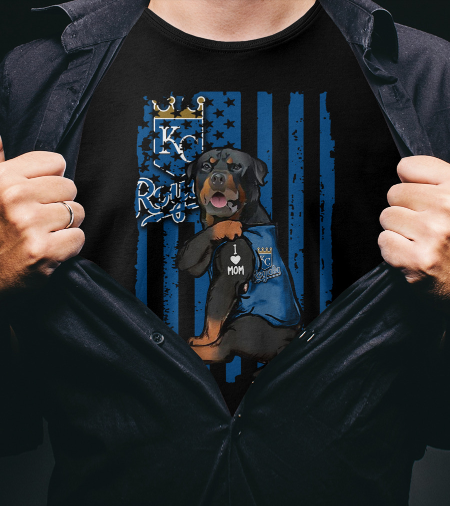 Rottweiler I Love Mom Kansas City Royals Fan T-Shirt