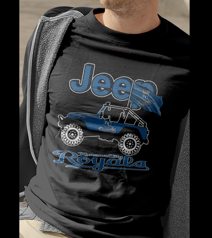 Jeep Kansas City Royals KC Flag And Wrangler Jeep T-Shirt