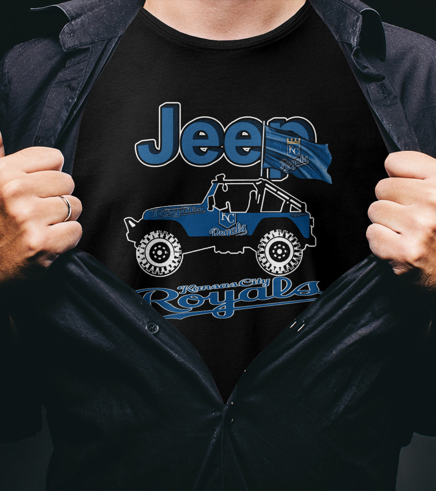 Jeep Kansas City Royals KC Flag And Wrangler Jeep T-Shirt