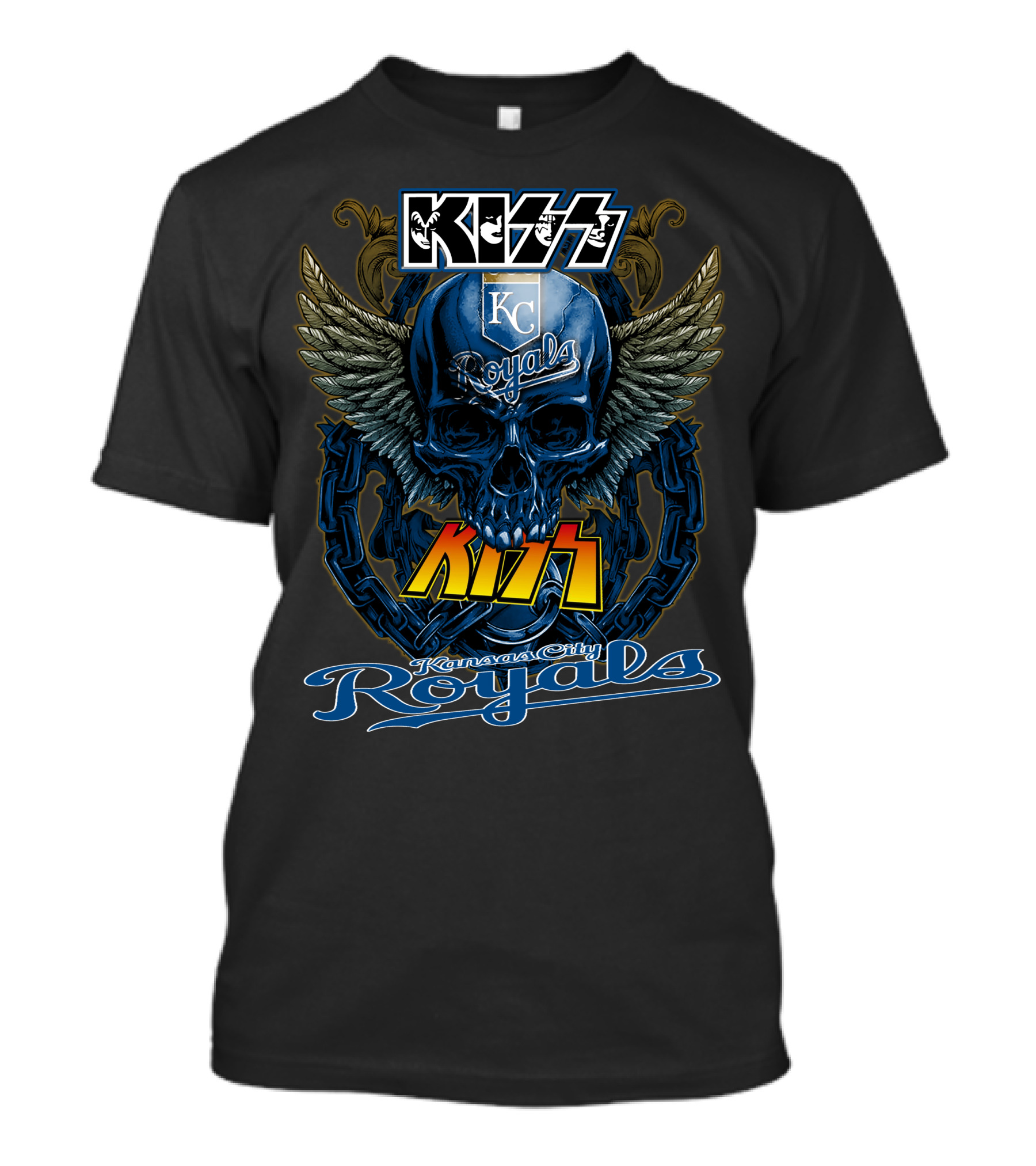 Kiss Kansas City Royals Skull Wings Chain T-Shirt