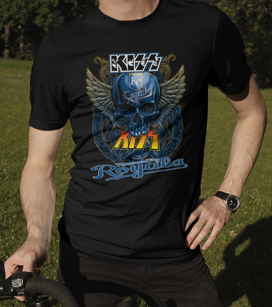 Kiss Kansas City Royals Skull Wings Chain T-Shirt