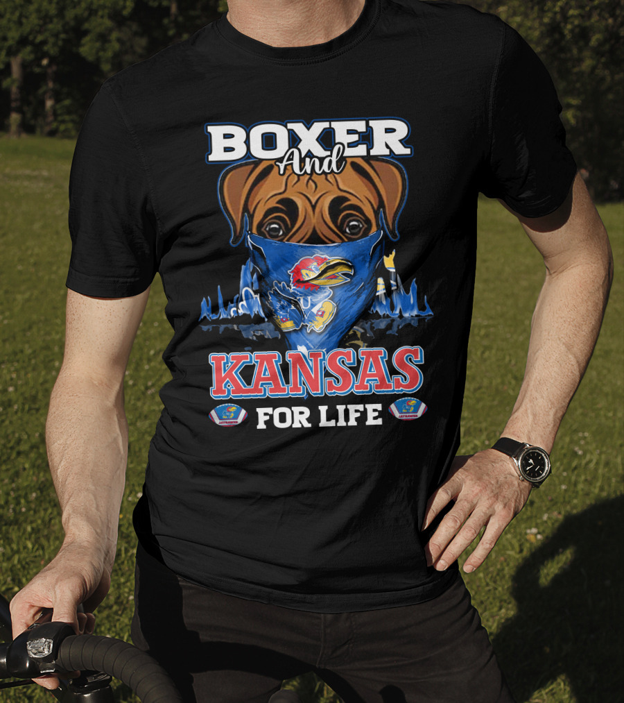 Boxer And Kansas Jayhawks For Life T-Shirt