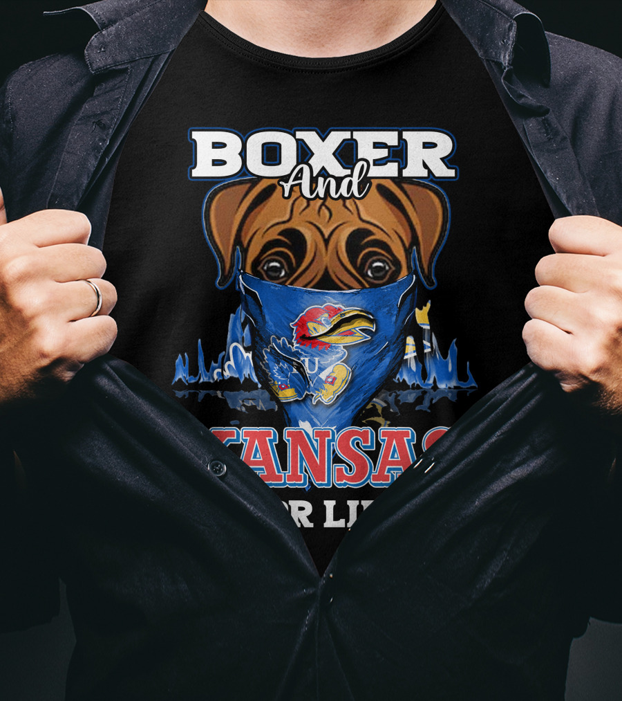 Boxer And Kansas Jayhawks For Life T-Shirt