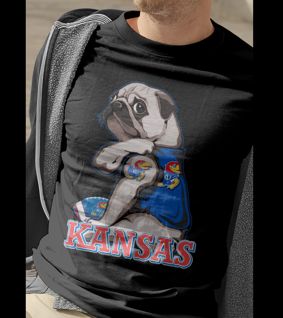 Kansas Jayhawks Pug Football T-Shirt