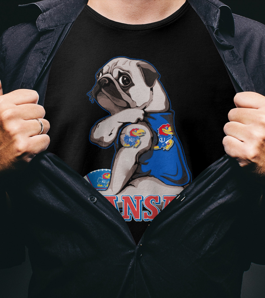 Kansas Jayhawks Pug Football T-Shirt