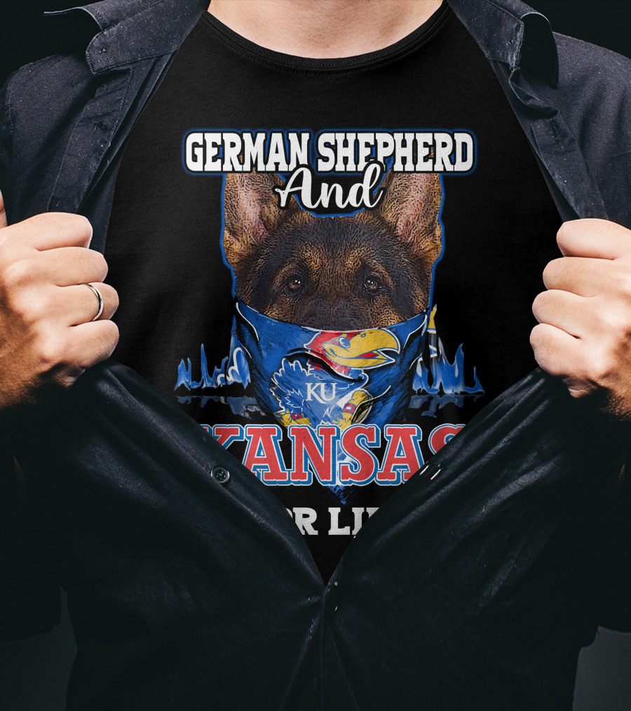 German Shepherd And KU Kansas For Life T-Shirt