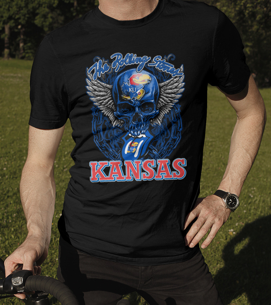 The Rolling Stones Kansas Jayhawks Ku Winged Skull T-Shirt