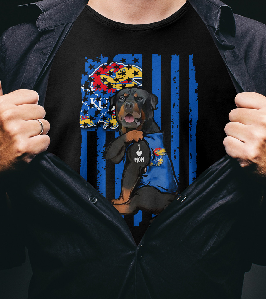 Rottweiler Kansas Jayhawks I Love Mom T-Shirt
