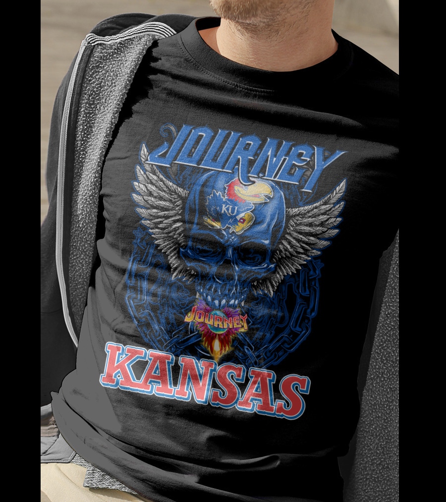 Journey Kansas Jayhawks KU Skull Wings T-Shirt