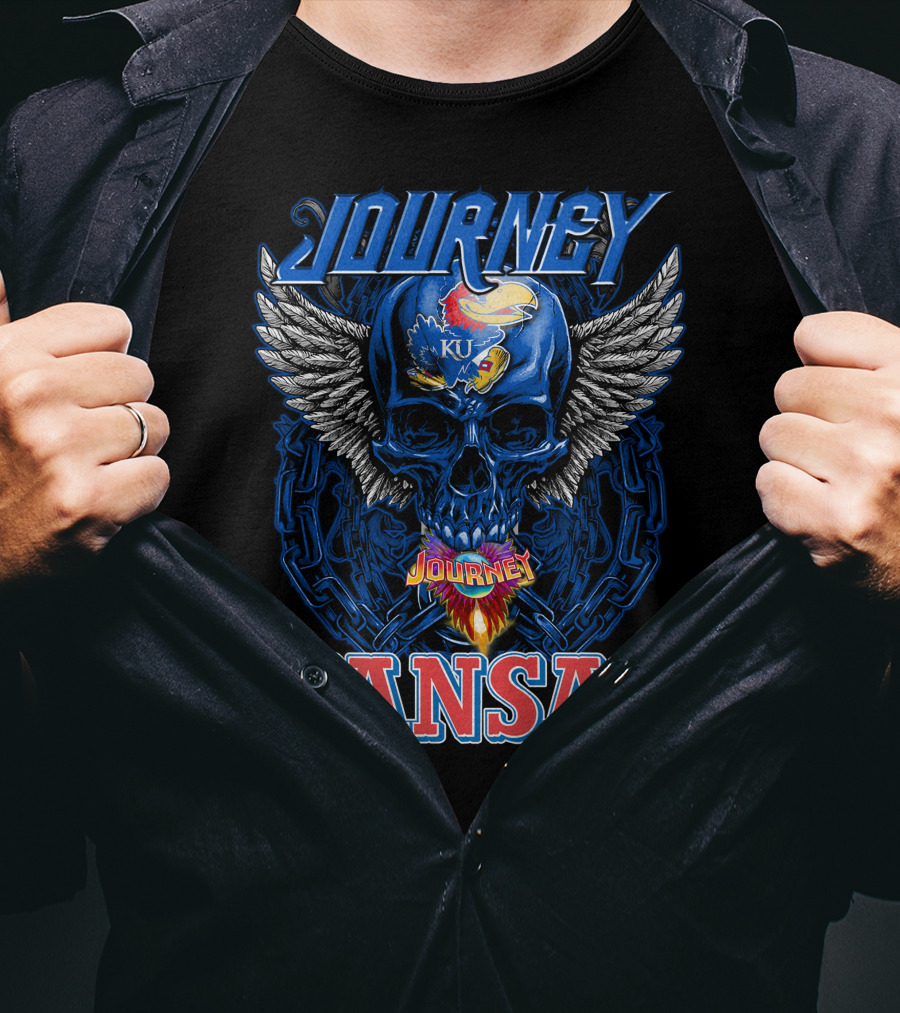 Journey Kansas Jayhawks KU Skull Wings T-Shirt