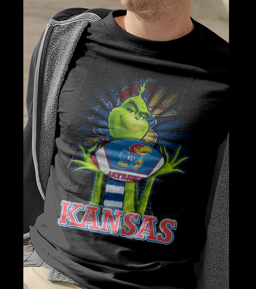 Grinch Holding Kansas Jayhawks Football Kansas T-Shirt