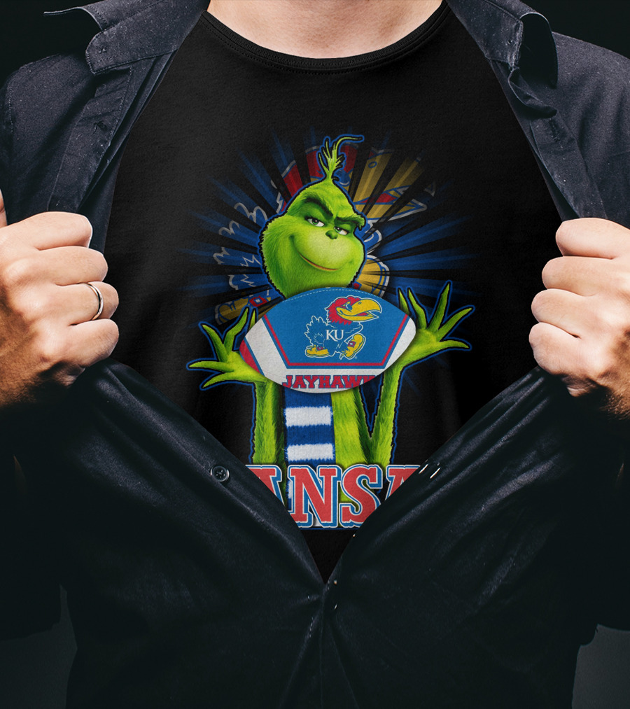 Grinch Holding Kansas Jayhawks Football Kansas T-Shirt