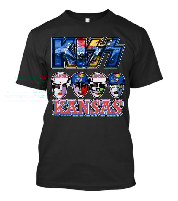 Kiss Kansas Jayhawks Face Paint Rock Band Fusion T-Shirt