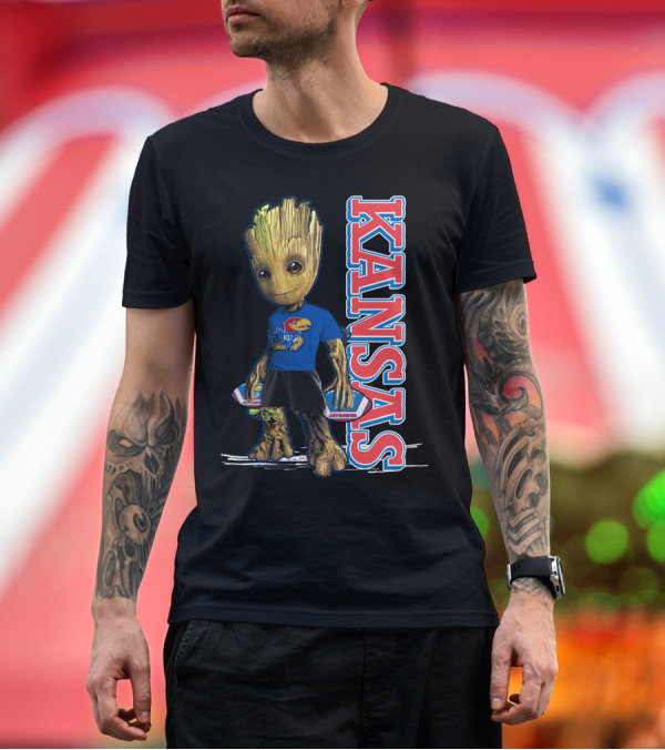 Premium T-Shirt: Groot Kansas Jayhawks KU Jayhawk Fan T-Shirt Groot Kansas Jayhawks KU Jayhawk Fan T-Shirt