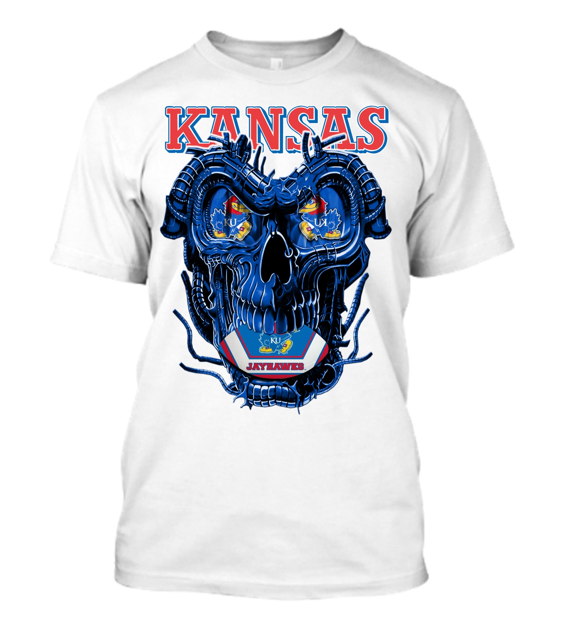 Kansas Jayhawks Dragonskull KU Football T-Shirt