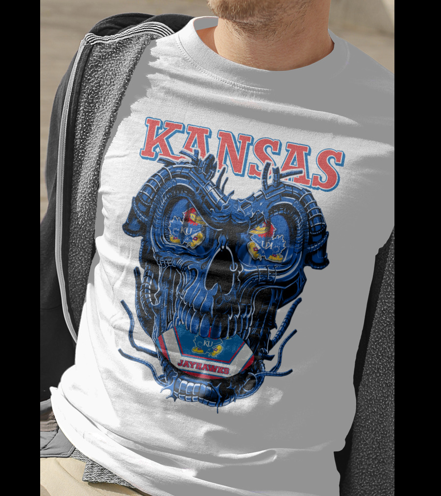 Kansas Jayhawks Dragonskull KU Football T-Shirt