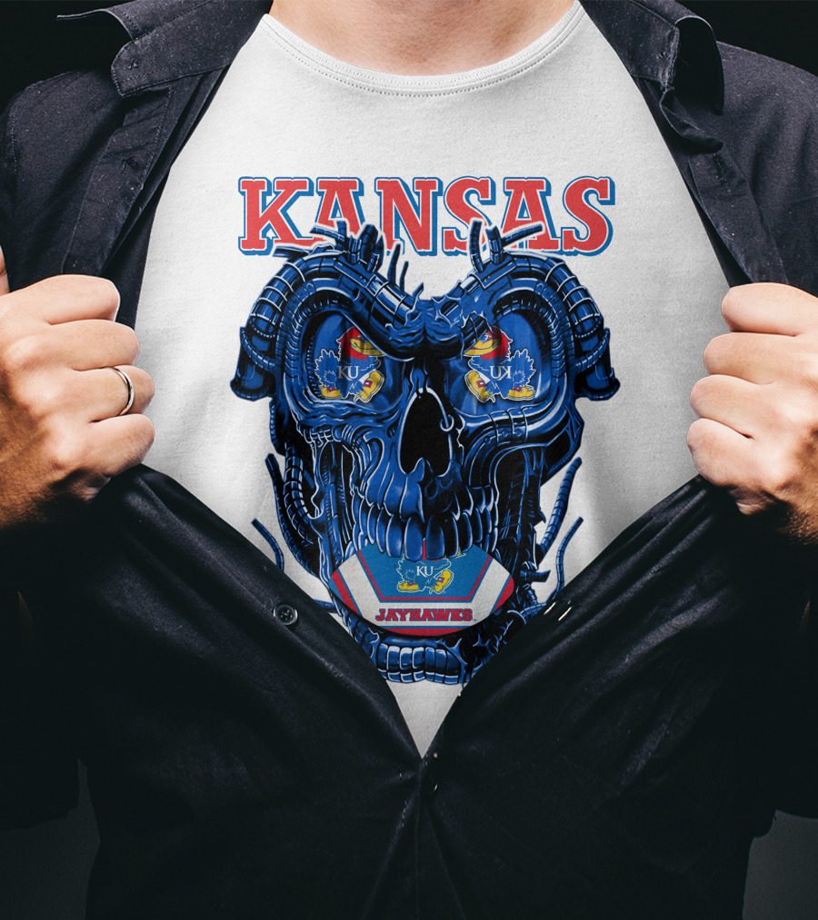 Kansas Jayhawks Dragonskull KU Football T-Shirt