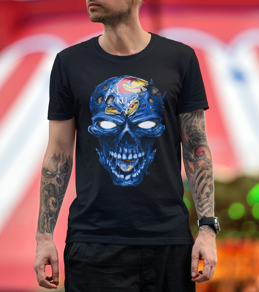 Kansas Jayhawks Skull KU T-Shirt