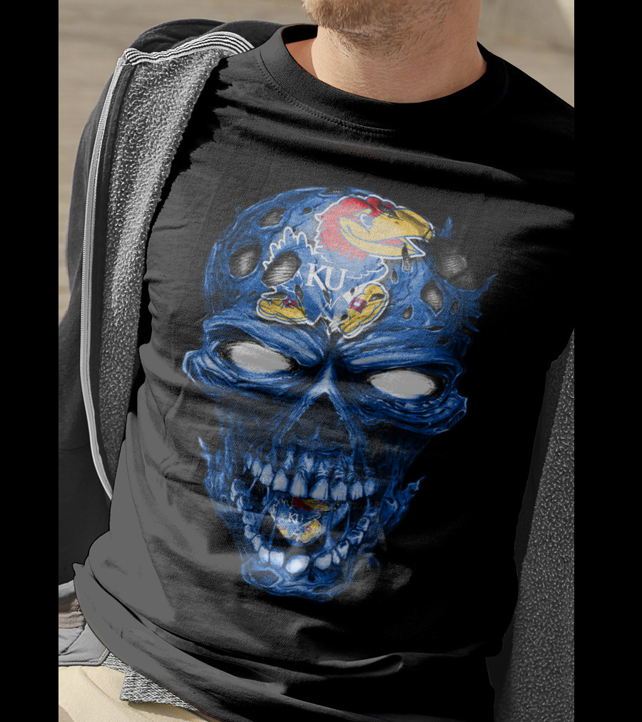 Kansas Jayhawks Skull KU T-Shirt