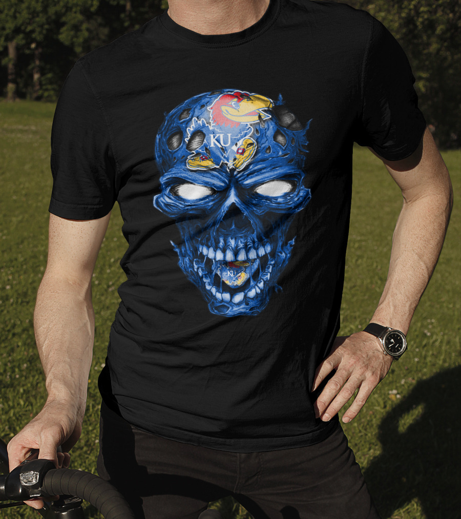 Kansas Jayhawks Skull KU T-Shirt