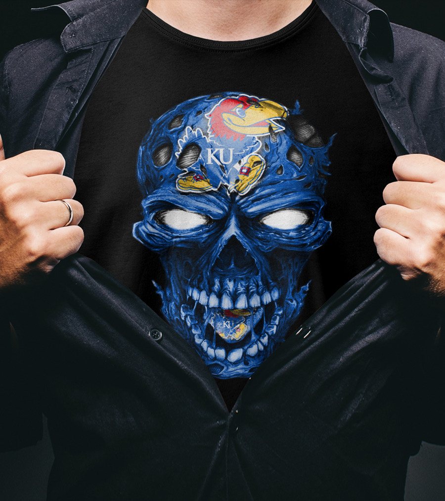 Kansas Jayhawks Skull KU T-Shirt