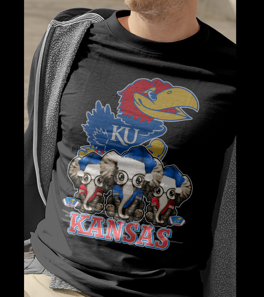 Kansas Jayhawks Christmas Elephants T-Shirt