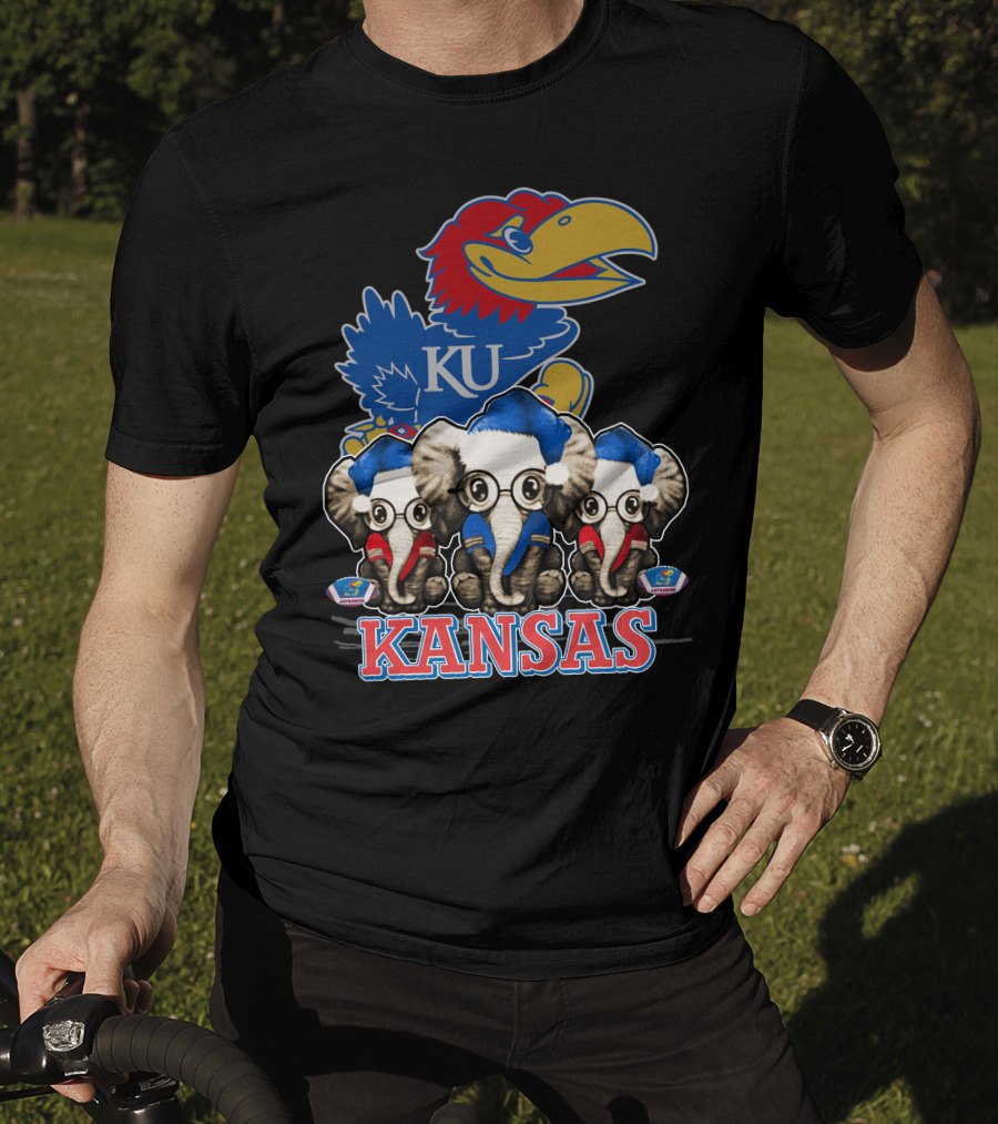 Kansas Jayhawks Christmas Elephants T-Shirt