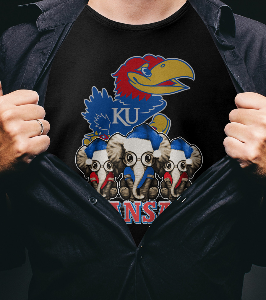 Kansas Jayhawks Christmas Elephants T-Shirt