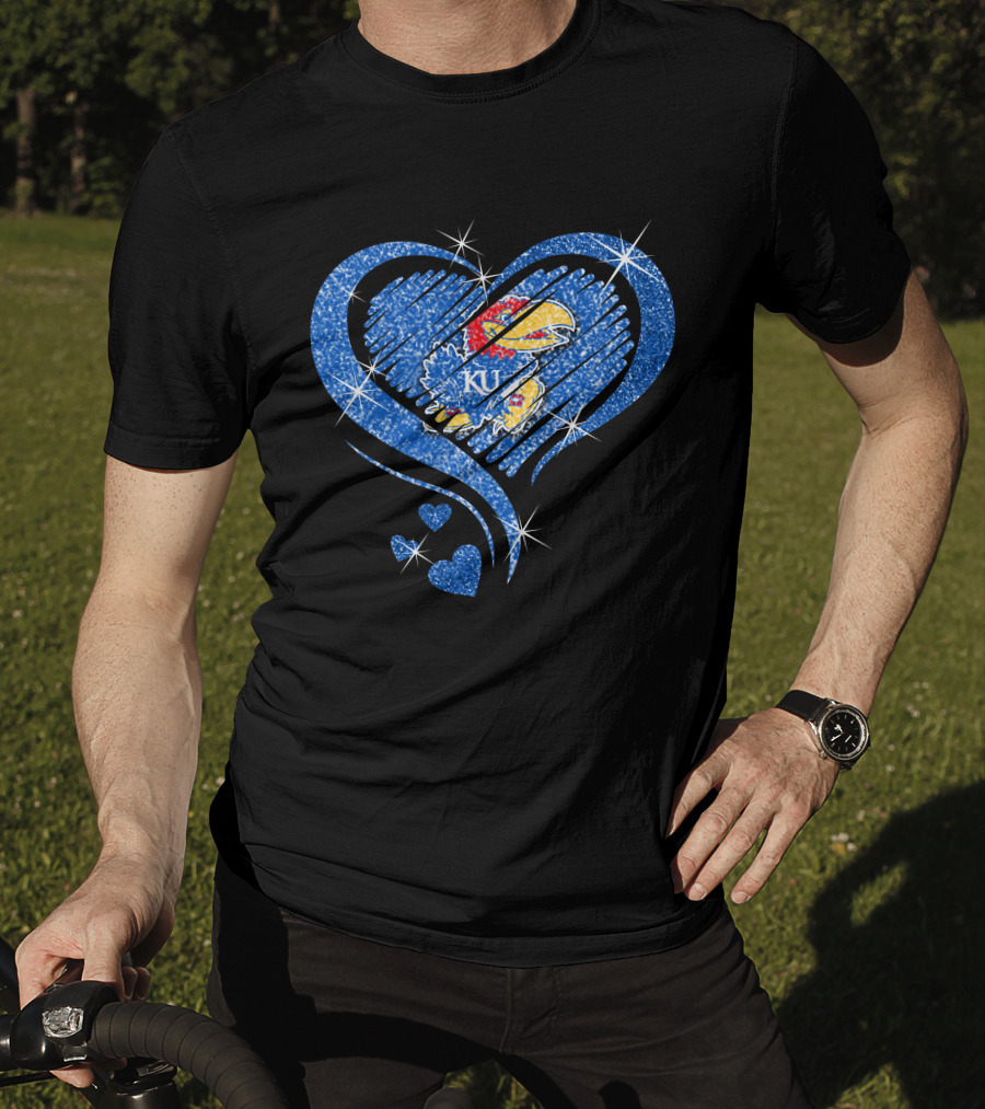 Kansas Jayhawks Sparkling Heart KU T-Shirt