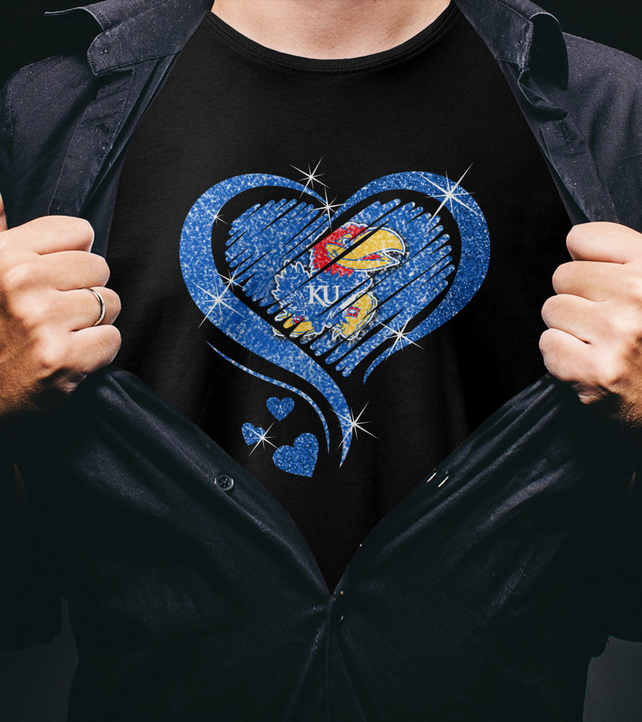 Kansas Jayhawks Sparkling Heart KU T-Shirt